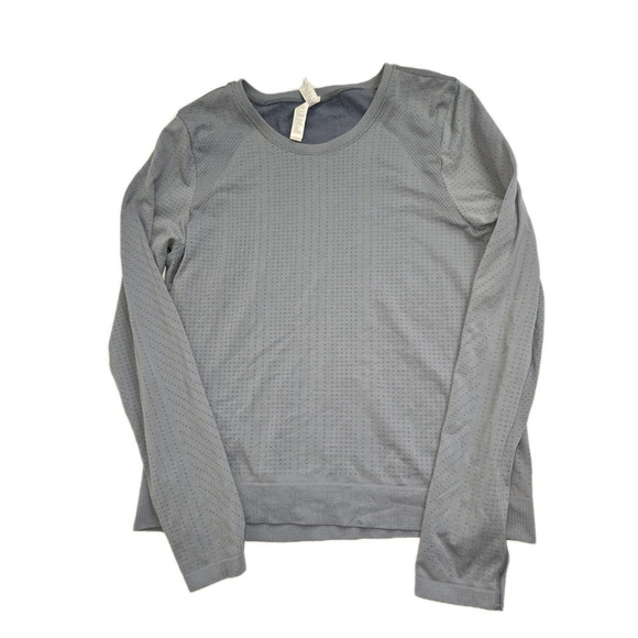 Athleta In Motion Seamless Long Sleeve Top Medium Sage Green/Gray Gym Womens - Picture 1 of 14